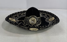Load image into Gallery viewer, Pigalle Womens Black And Silver Velvet Embroidered Sequin Mexican Sombrero Hat
