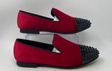 Load image into Gallery viewer, Harpelunde Mens Red Spikes Cap Toe Slip-On Wedding Loafer Shoes Size 14
