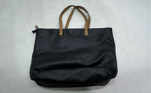 Load image into Gallery viewer, U.S. Polo Assn. Womens Black Leather Inner Pocket Double Handle Large Tote Bag
