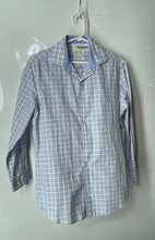 Load image into Gallery viewer, Perry Ellis Mens White Blue Plaid Print Dress Shirt Size L 15 1/2 32/33
