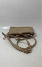 Load image into Gallery viewer, Izzy &amp; Ali Womens Beige Pebbled Leather Zipper Adjustable Strap Crossbody Bag
