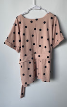 Load image into Gallery viewer, Worthington Womens Pink Polka Dot Short Sleeve Tie Waist Blouse Top Size XXL
