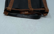 Load image into Gallery viewer, Burdines Womens Black Brown Croc-Embossed Leather Adjustable Strap Backpack
