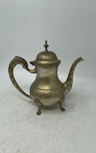 Load image into Gallery viewer, Vintage Brass Serving Four Footed Spout Handled Teapot With Hinged Lid

