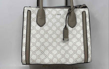 Load image into Gallery viewer, Nine West Womens White Beige Monogram Inner Pockets Zipper Satchel Bag
