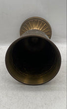 Load image into Gallery viewer, Vintage Brass Indian Embossed Elephant Design Pedestal Goblet Shaped Vase
