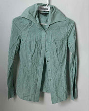 Load image into Gallery viewer, Armani Exchange Womens Green Striped Print Long Sleeve Button-Up Shirt Size XS
