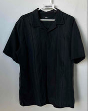Load image into Gallery viewer, Alfani Mens Black Short Sleeve Camp Collar Side Seam Button-Up Shirt Size Large
