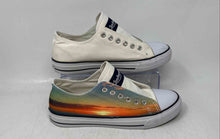 Load image into Gallery viewer, Landmarks Womens White Orange Blue Low Top Sneakers Shoes Size 8 No Laces
