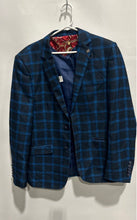 Load image into Gallery viewer, Elie Balleh Mens Blue Black Long Sleeve Two-Button Blazer Size Large
