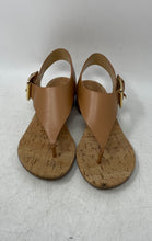 Load image into Gallery viewer, Michael Kors Womens SG17D Brown Leather Block Heel Thong Sandals Size 6M
