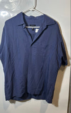 Load image into Gallery viewer, Van Heusen Mens Blue Striped Short Sleeve Collared Button-Up Shirt Size Large
