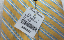 Load image into Gallery viewer, Brooks Brothers Mens Yellow Striped Keeper Loop Adjustable Pointed Tie With Tag
