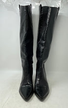 Load image into Gallery viewer, Unbranded Womens Black Croc Embossed Faux Leather Pull-On Knee High Boots Size 9
