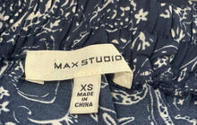 Load image into Gallery viewer, Max Studio Womens Blue White Paisley Flat Front Long Flare Skirt Size XS
