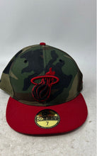 Load image into Gallery viewer, New Era Mens Red Green Camouflage Miami Heat 59FIFTY Fitted Cap Size 7
