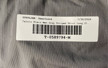 Load image into Gallery viewer, Calvin Klein Mens Gray Striped Print Long Sleeve Slim Fit Button-Up Shirt Size S
