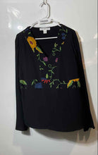 Load image into Gallery viewer, Josephine Chaus Womens Black Floral Print V-Neck Blouse Top Size Large
