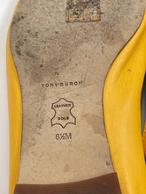 Load image into Gallery viewer, Authentic Tory Burch Womens Yellow Brown Flat Loafer Shoes Size 6.5 M Worn Soles
