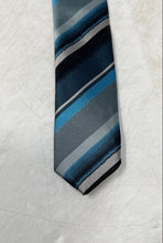 Load image into Gallery viewer, Hugo Boss Mens Multicolor Striped Silk Keeper Loop Adjustable Pointed Tie
