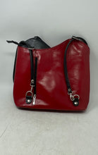 Load image into Gallery viewer, Vera Pelle Womens Black Red Leather Inner Pockets Crossbody Handbag
