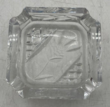 Load image into Gallery viewer, Clear Engraved Crystal Cut Glass Collectible Square Shape Tobacciana Ashtray
