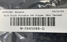 Load image into Gallery viewer, Pyle Portable Black USB SD Audio Video Inputs DVD Player Not Tested
