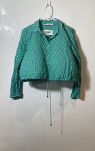 Load image into Gallery viewer, Zara Womens Green Geometric Long Sleeve Button Down Front Blouse Top Size L
