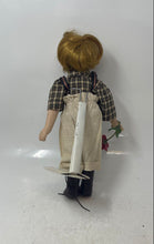 Load image into Gallery viewer, Vintage Unique Brown Straight Hair Eyes Closed Porcelain Doll With Stand
