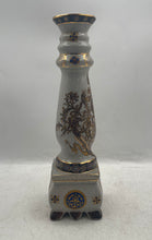 Load image into Gallery viewer, Crackle Glaze Footed Floral Pattern Ceramic Vintage Style Candlestick Holder
