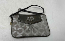 Load image into Gallery viewer, Coach Womens Madison Dotted Silver And Green Signature Charm Wristlet Wallet
