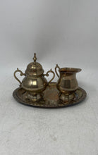 Load image into Gallery viewer, Vintage Silver-Tone Tray Creamer Pot Sugar Bowl Tableware Tea Set 3-Pieces

