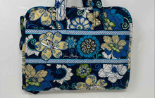 Load image into Gallery viewer, Vera Bradley Womens Blue Floral Double Handle Foldover Travel Makeup Organizer
