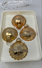 Load image into Gallery viewer, American Classic Gold Tone Holiday Decoration Ball Christmas Ornaments Set Of 4
