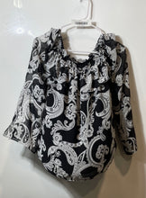 Load image into Gallery viewer, INC International Concepts Womens Black Gray Paisley Long Sleeve Blouse Top Sz S
