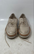 Load image into Gallery viewer, Zara Basic Womens Beige Patent Leather Wingtip Platform Oxford Shoes Size EUR 38
