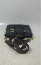 Load image into Gallery viewer, Kate Landry Womens Brown Black Leather Detachable Strap Lined Crossbody Handbag
