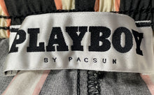 Load image into Gallery viewer, Playboy By Pacsun Mens Black And Beige Striped Pull-On Swim Trunks Shorts Size L
