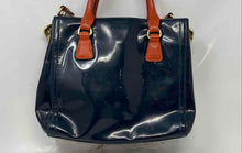 Load image into Gallery viewer, Salad Womens Dark Blue Brown Patent Leather Detachable Strap Satchel Handbag

