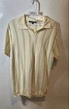 Load image into Gallery viewer, Karl Lagerfeld Mens Cream Striped Print Short Sleeve Polo Shirt Size M
