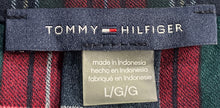 Load image into Gallery viewer, Tommy Hilfiger Womens Red Green Plaid Flutter Sleeve Tie Neck Blouse Top Size L
