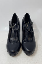 Load image into Gallery viewer, Bata Womens Black Leather Round Toe T-Strap High Pump Heels Size 35
