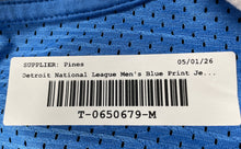Load image into Gallery viewer, Mens Blue Print Detroit Michigan National League Football Jersey Size Large
