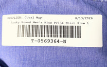 Load image into Gallery viewer, Lucky Brand Mens Blue Printed Long Sleeve Collared Dress Shirt Size Large

