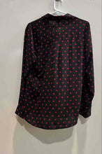 Load image into Gallery viewer, Express Womens Black Red Polka Dot Long Sleeve Collared Button-Up Shirt Size L
