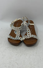 Load image into Gallery viewer, Contessa Womens Brown Rhinestone Open Toe Wedge Heel Slingback Sandals Size 6M
