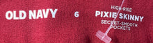 Load image into Gallery viewer, Old Navy Womens Pixie Red Flat Front High Rise Skinny Leg Ankle Pants Size 6
