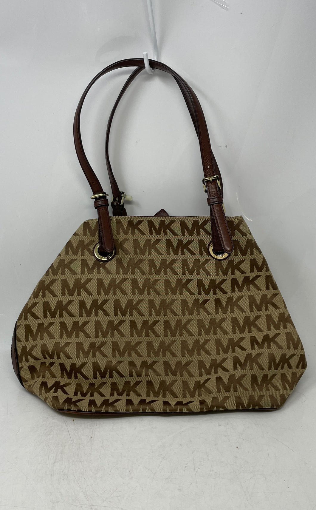 Michael Kors Womens Jet Set Brown Monogram Double Handle Tote Purse