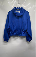Load image into Gallery viewer, Zara Womens Blue Adjustable Drawcord Waist Full-Zip Cropped Bomber Jacket Size S
