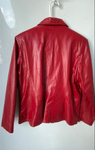Load image into Gallery viewer, Ferras Womens Red Faux Leather Long Sleeve Collared Full-Zip Jacket Size 4
